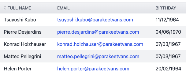 Image of an EmailField in the EmployeeResource