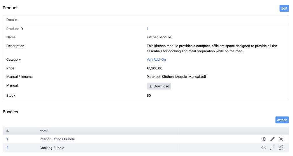 Image of ProductResource showing product with product bundles